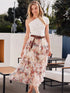 FLORAL RUFFLED MESH SKIRT